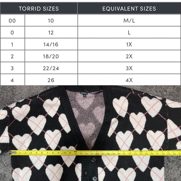 Torrid vegan cashmere oversized long sleeve V-neck heart cardigan sweater 3X - Picture 16 of 17